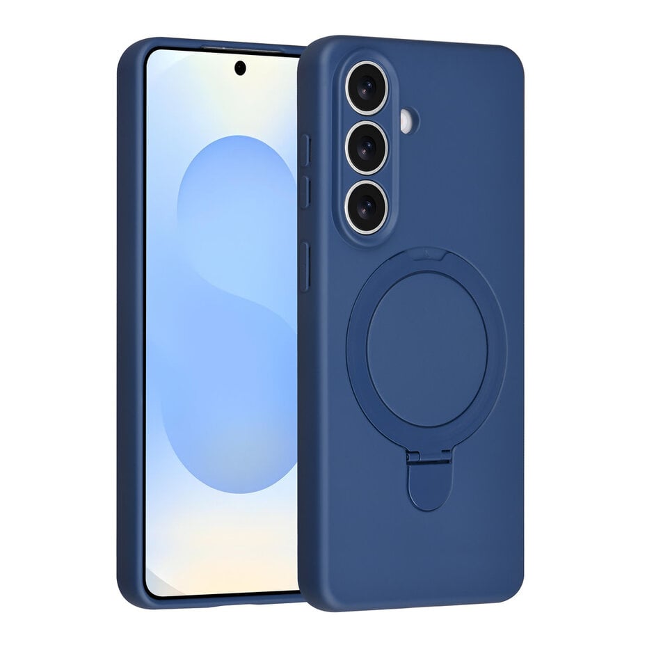 Op de foto zie je een stevige backcover voor een smartphone. Het doel van dit blauwe hoesje is je telefoon beschermen tegen stoten en krassen. Het geheel is uitgevoerd in zacht-touch silicone met een mat oppervlak en beschikt aan de achterkant over een cirkelvormige uitsparing die dienstdoet als uitklapbare standaard of gripring. Je klikt de ring eenvoudig uit om je toestel rechtop te zetten op een bureau of stevig vast te houden met één vinger. Dankzij de nauwsluitende randen en precieze uitsparingen voor camera en knoppen gebruik je het hoesje dagelijks onderweg, op kantoor of op reis. Het model is geschikt voor iedereen die extra zekerheid wil bij het vasthouden of neerzetten van de telefoon. Op basis van de foto vallen twee unieke kenmerken op: de geïntegreerde standaardring die zowel fungeert als houder en voetje, en het matte, schokabsorberende silicone dat slanke bescherming biedt zonder extra bulk.